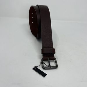 SHINOLA Mens Sz 32 Dark Brown Leather Belt NEW 1.5" Black Metallic Hardware USA